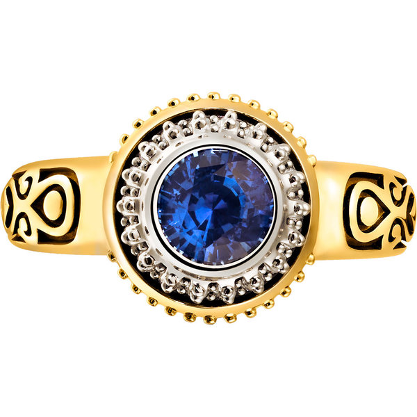 Золотое кольцо с бриллиантом, сапфиром и аметистом