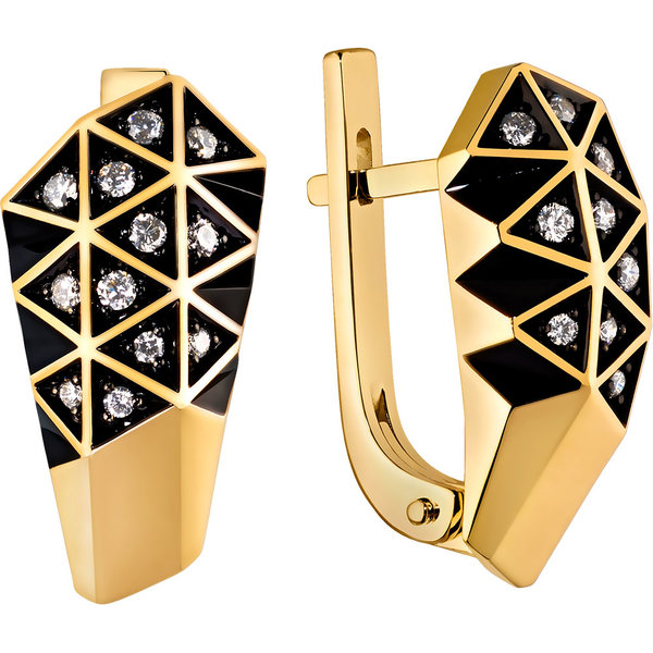 Золотые серьги с&nbsp;бриллиантом