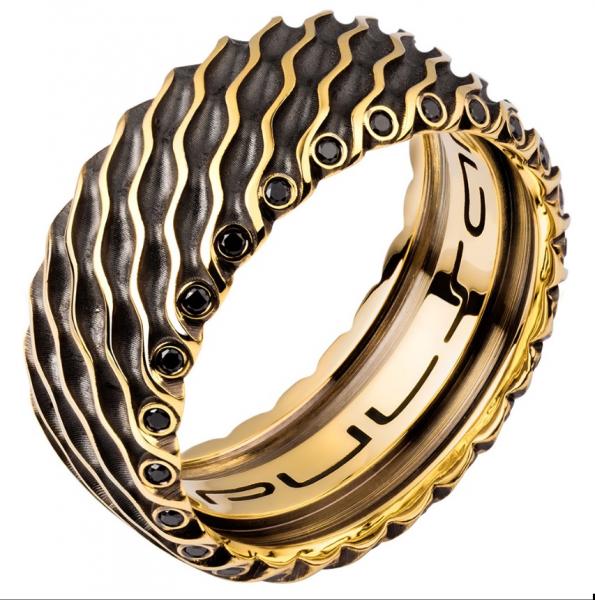 Золотое кольцо с черным бриллиантом