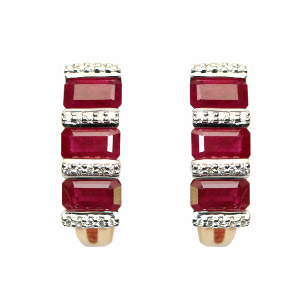 Золотые серьги с&nbsp;рубином и&nbsp;бриллиантом