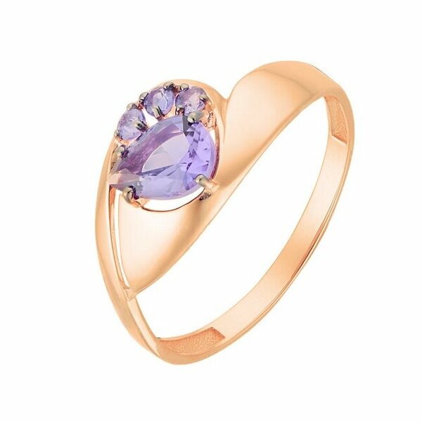 Золотое кольцо с&nbsp;фианитом и&nbsp;александритом выращенным