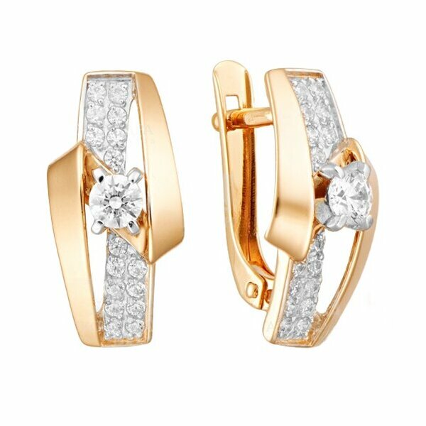 Золотые серьги с&nbsp;кристаллом сваровски