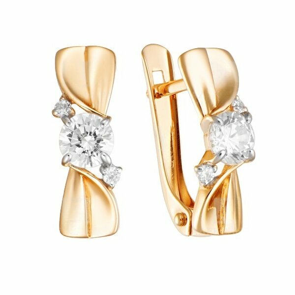 Золотые серьги с&nbsp;кристаллом сваровски