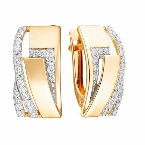 Золотые серьги с фианитом