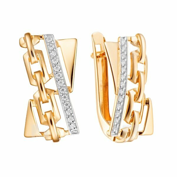 Золотые серьги с фианитом