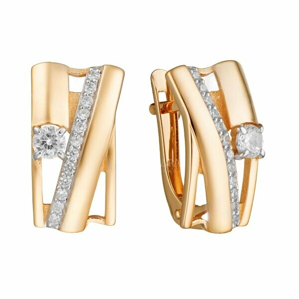 Золотые серьги с фианитом