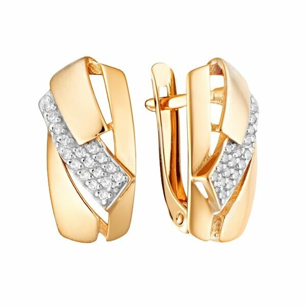 Золотые серьги с фианитом