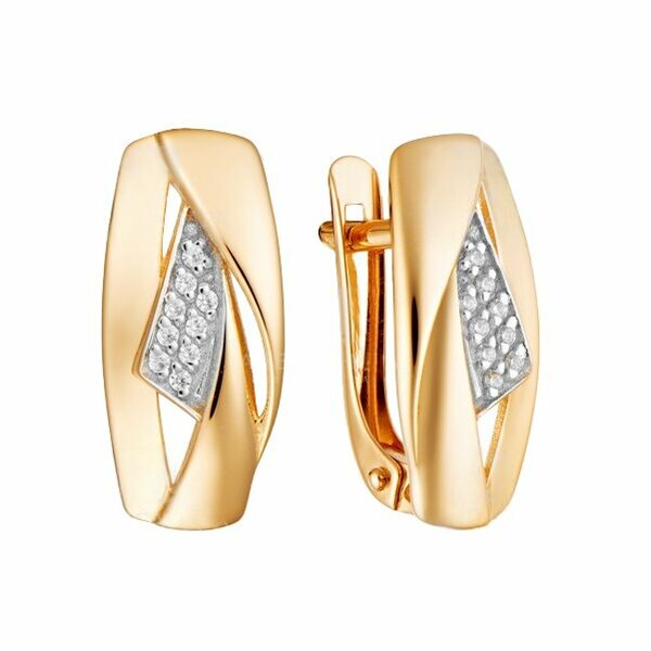 Золотые серьги с фианитом