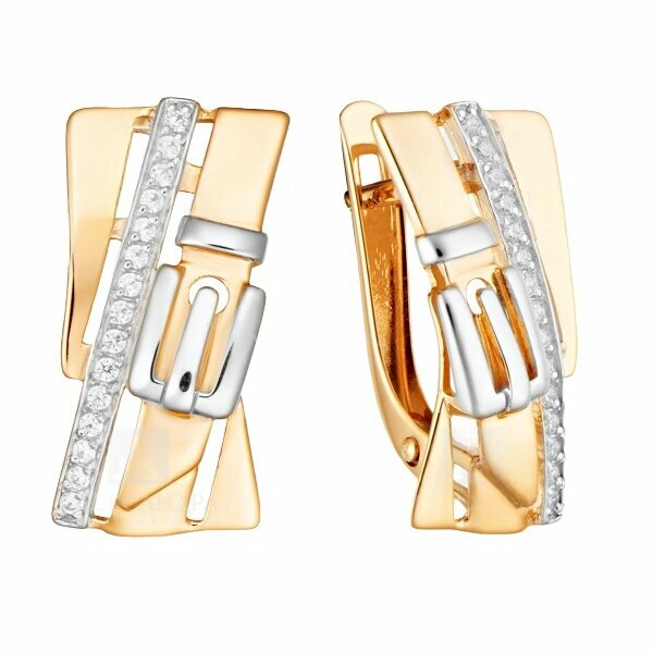 Золотые серьги с фианитом