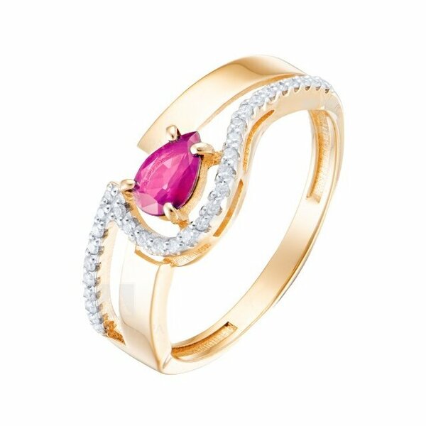 Золотое кольцо с&nbsp;рубином и&nbsp;бриллиантом