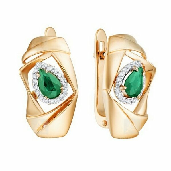 Золотые серьги с&nbsp;изумрудом и&nbsp;бриллиантом