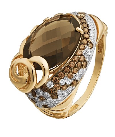 Золотое кольцо с раух-топазом