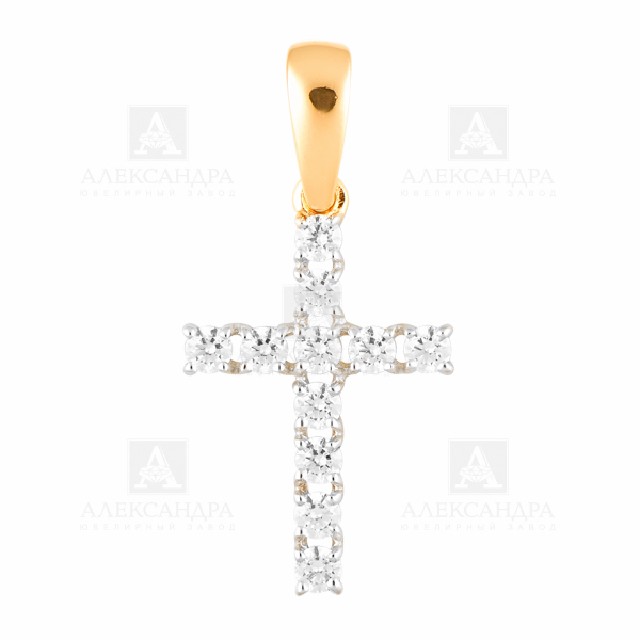 Золотой крест с кристаллом сваровски