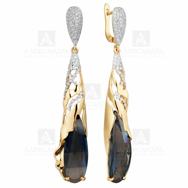 Золотые серьги с&nbsp;фианитом и&nbsp;ситалом