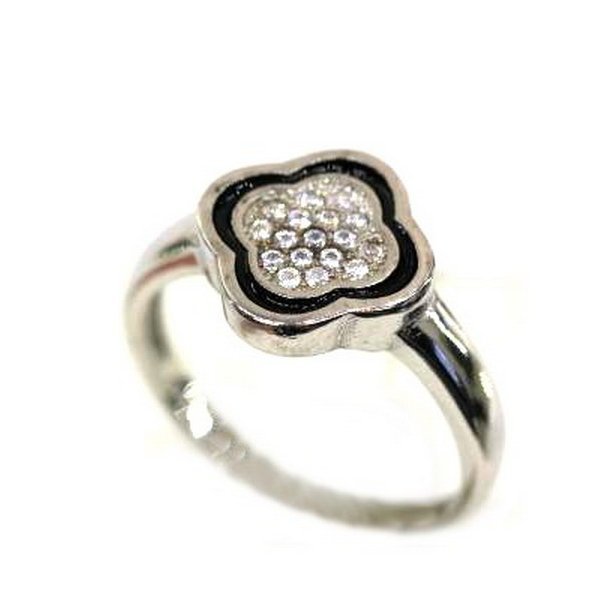 Серебряное кольцо с эмалью и цирконием