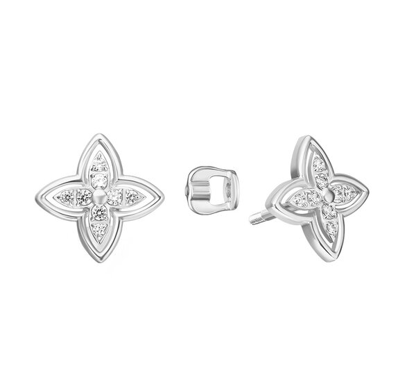 Золотые серьги-пусеты с фианитом