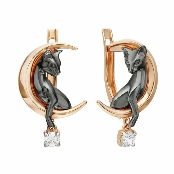 Золотые серьги с фианитом