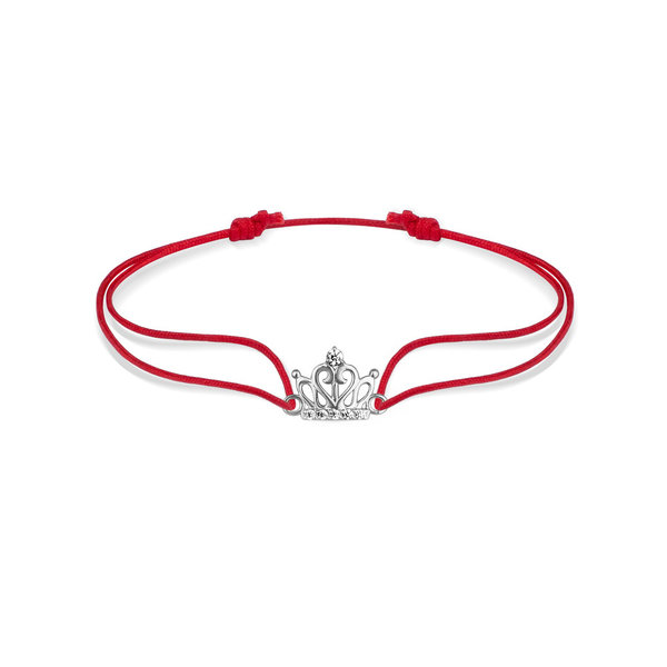 Серебряный браслет с&nbsp;фианитом и&nbsp;текстилем