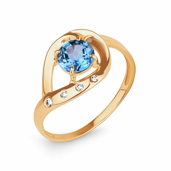 Золотое кольцо с топазом и бриллиантом