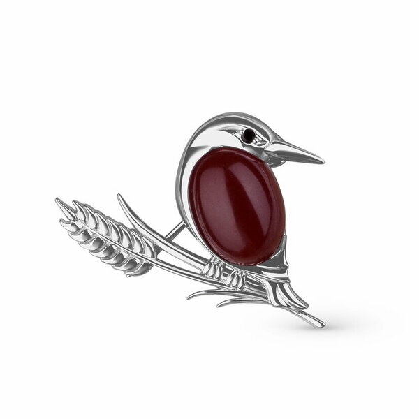 Купить Серебряная брошь с сердоликом Серебряная брошь с сердоликом