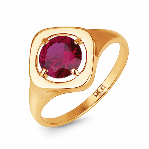 Золотое кольцо с рубином выращенным