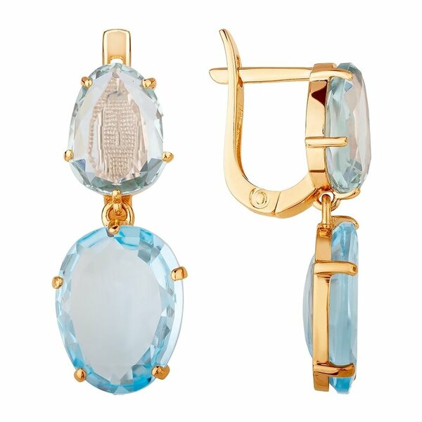 Золотые серьги с топазом и празиолитом