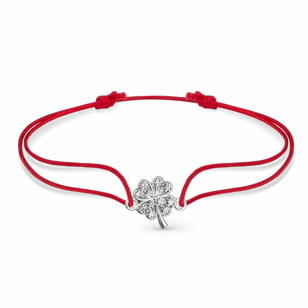 Серебряный браслет с&nbsp;текстилем и&nbsp;фианитом