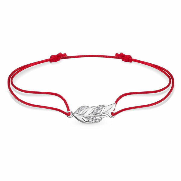 Серебряный браслет с&nbsp;текстилем и&nbsp;фианитом