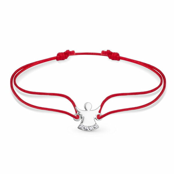 Серебряный браслет с&nbsp;текстилем и&nbsp;фианитом