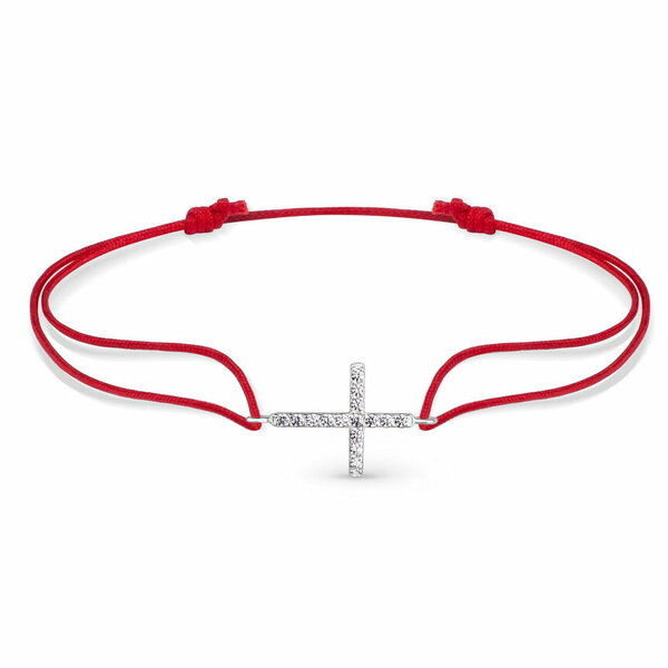 Серебряный браслет с&nbsp;текстилем и&nbsp;фианитом