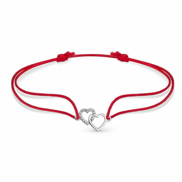 Серебряный браслет с&nbsp;текстилем и&nbsp;фианитом