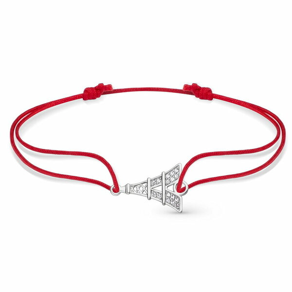 Серебряный браслет с&nbsp;текстилем и&nbsp;фианитом