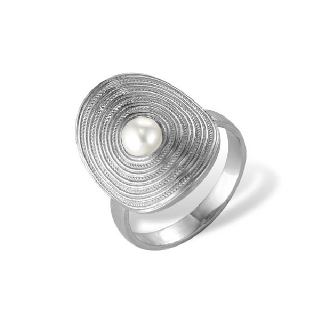 Серебряное кольцо с жемчугом пресноводным