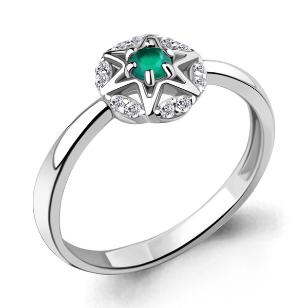 Серебряное кольцо с&nbsp;агатом зеленым