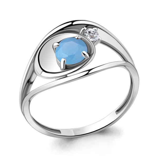 Серебряное кольцо с халцедоном синтетическим