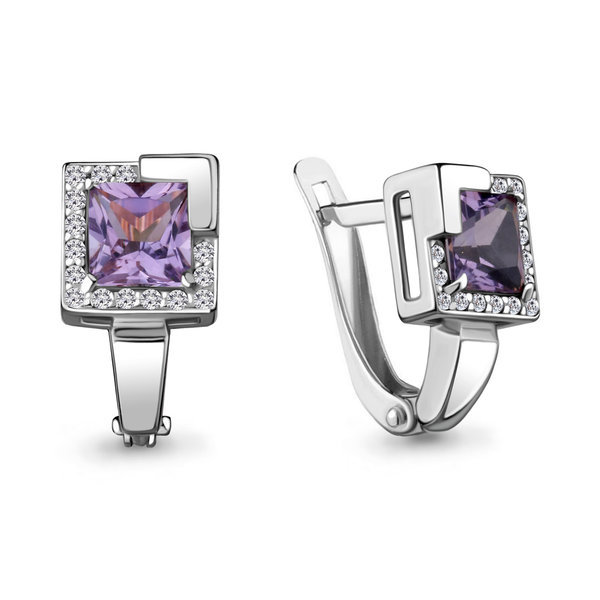 Серебряные серьги с&nbsp;аметистом