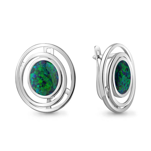 Серебряные серьги с&nbsp;опалом синтетическим