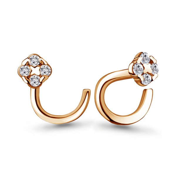 Золотой пирсинг в нос с&nbsp;фианитом