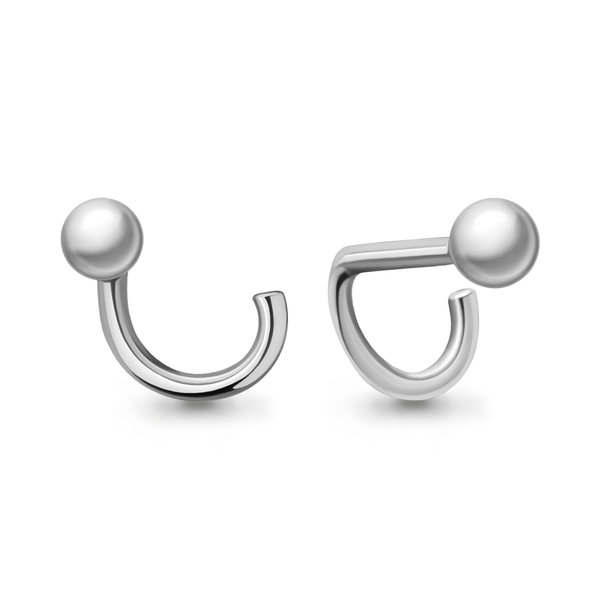 Серебряный пирсинг в нос без вставок