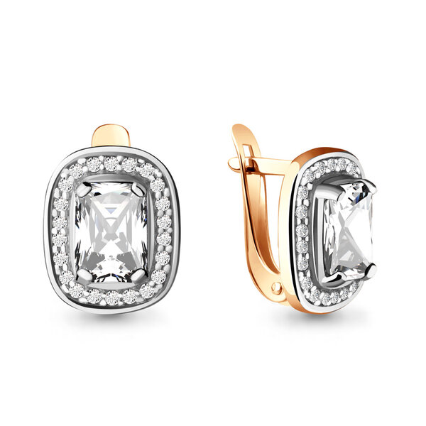 Золотые серьги с&nbsp;кристаллом сваровски