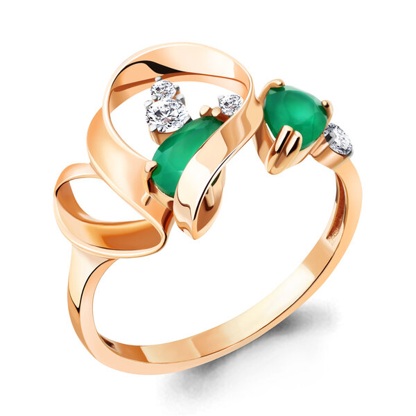 Серебряное кольцо с агатом зеленым