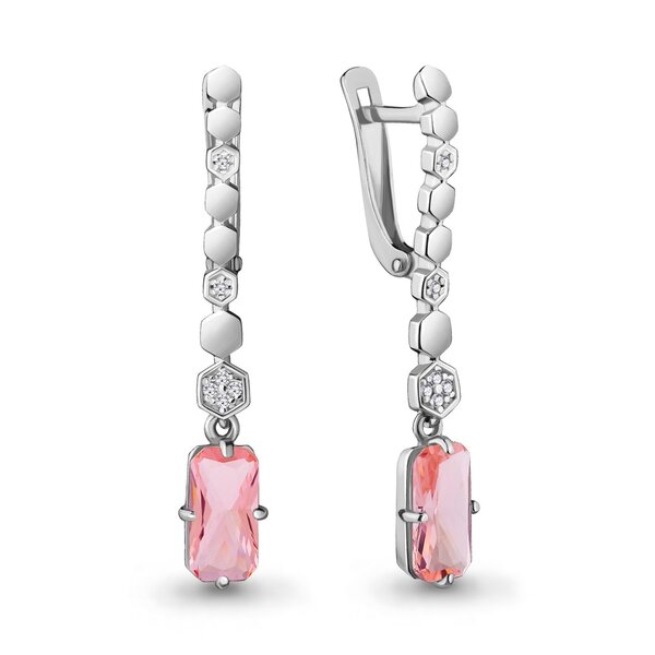 Серебряные серьги с&nbsp;морганитом синтетическим