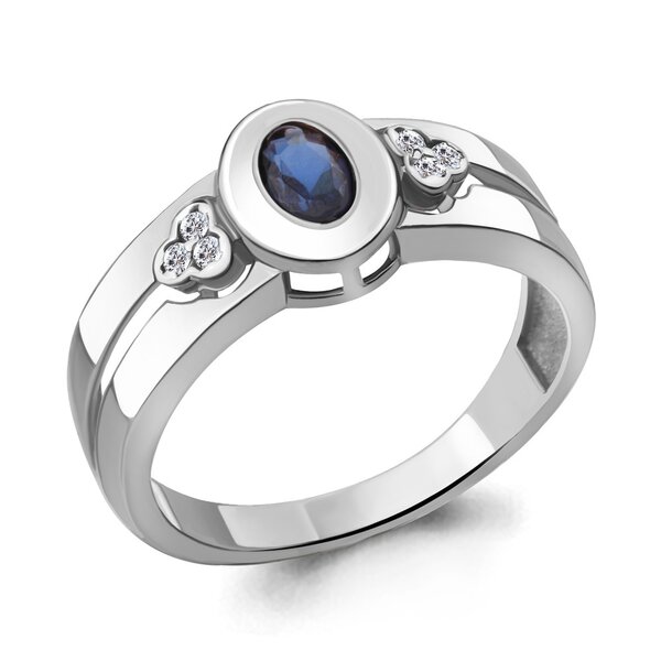 Серебряное кольцо с сапфиром нано
