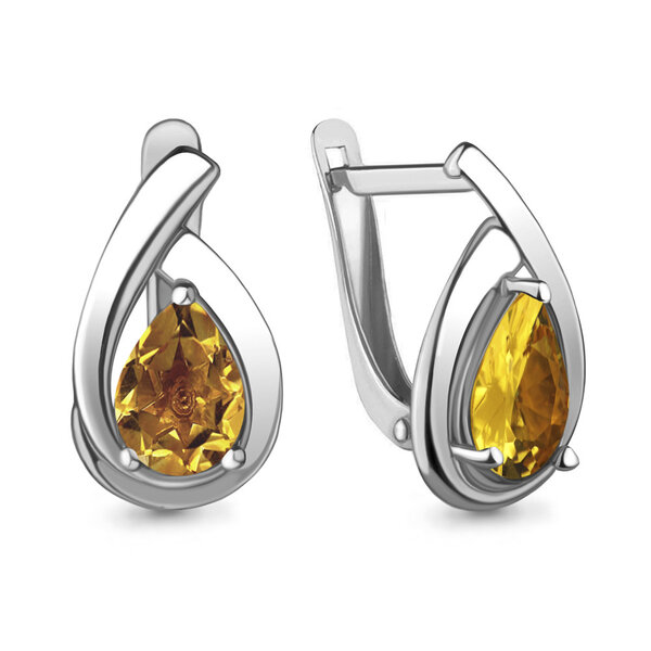Серебряные серьги с&nbsp;цитрином