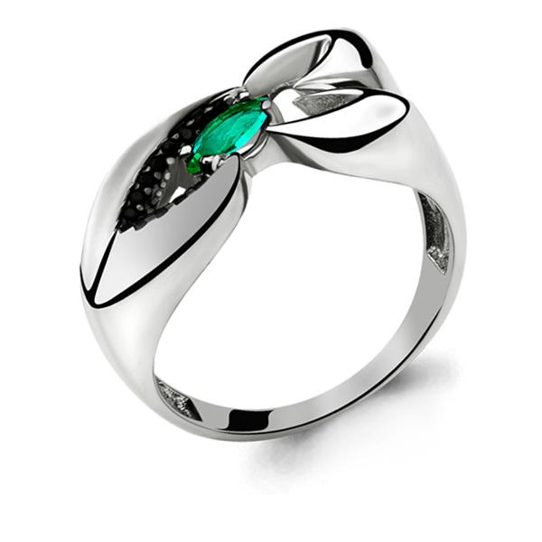 Серебряное кольцо с ювелирным стеклом и шпинелью синтетической