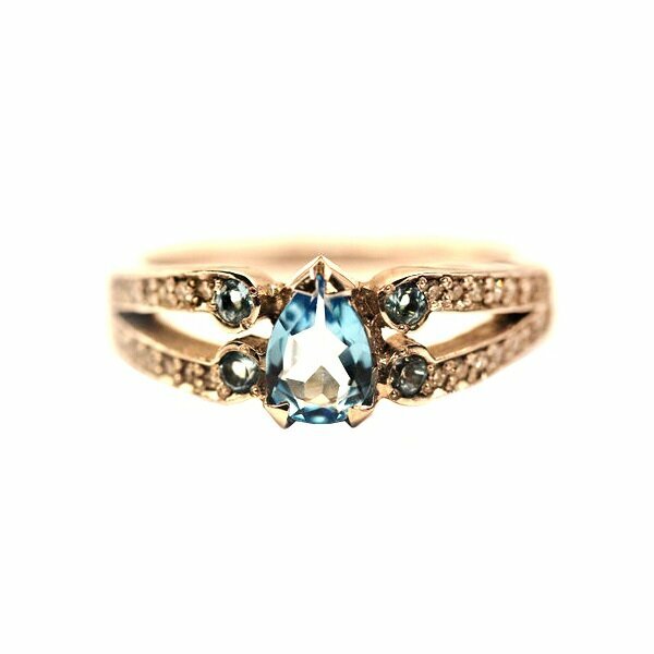 Палладиевое кольцо с топазом и бриллиантом