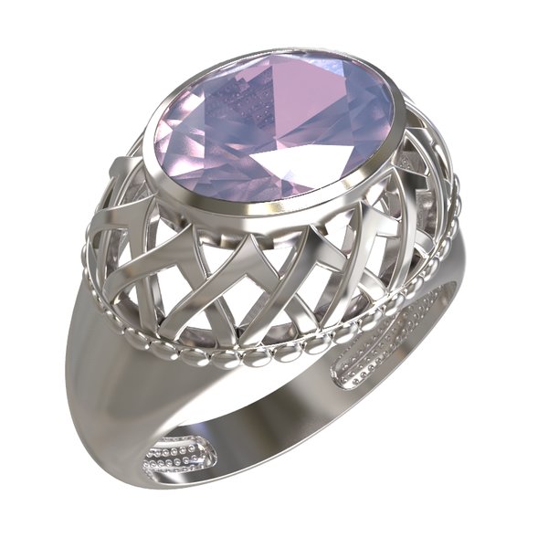Серебряное кольцо с лунным камнем синтетическим