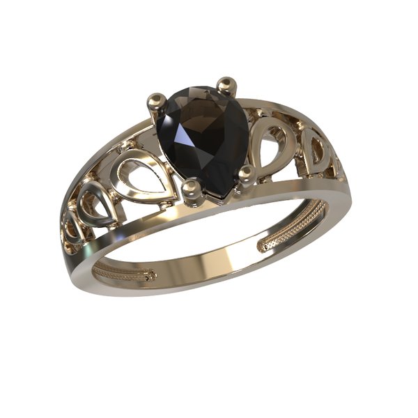 Золотое кольцо с раух-топазом