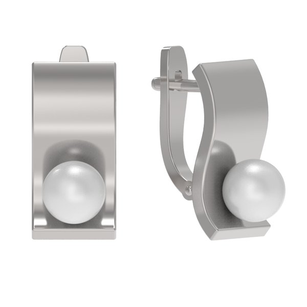 Серебряные серьги с&nbsp;жемчугом искусственным