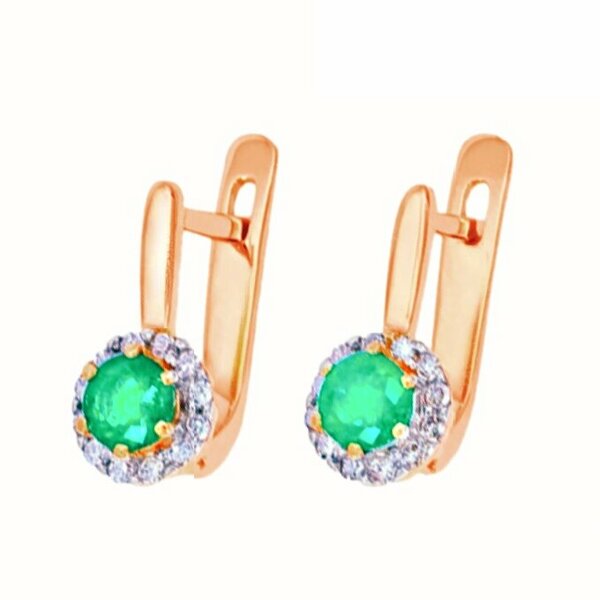 Золотые серьги с&nbsp;изумрудом и&nbsp;бриллиантом
